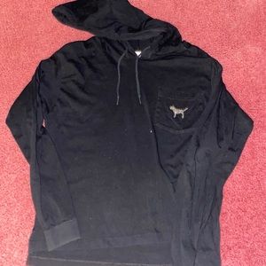 Victoria Secret Pink Black long sleeve thin hoodie